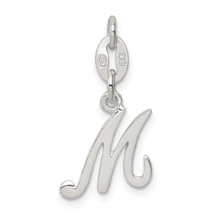 Sterling Silver Letter M Initial Charm TreasureFineJewelers Necklaces