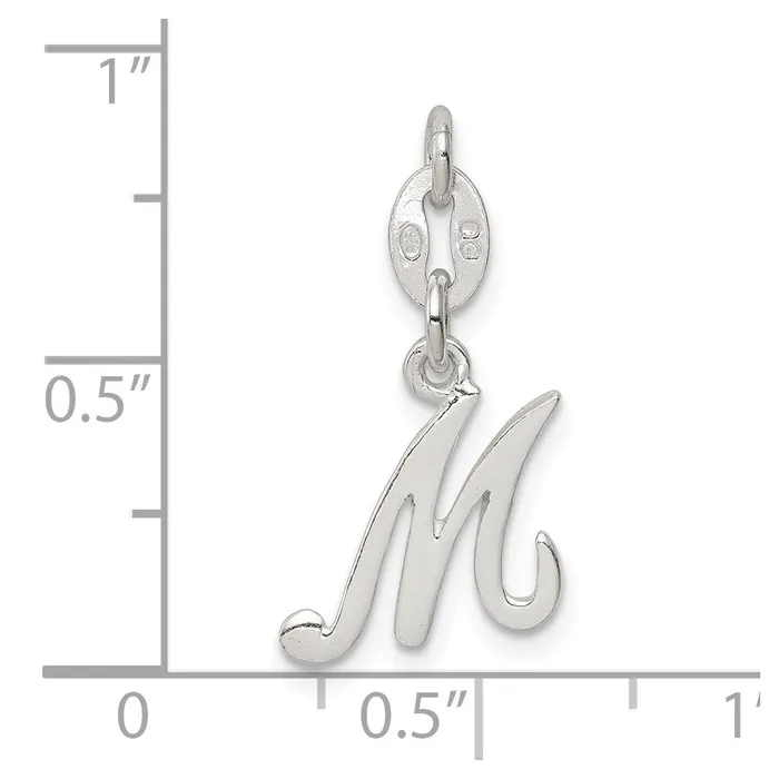 Sterling Silver Letter M Initial Charm TreasureFineJewelers Necklaces