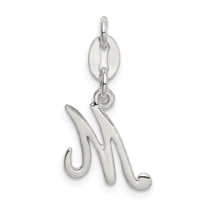 Sterling Silver Letter M Initial Charm TreasureFineJewelers Necklaces