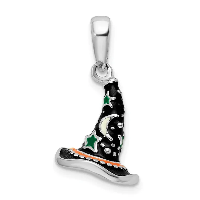 Sterling Silver Polished 3D Enameled Witch Hat Pendant TreasureFineJewelers Necklaces Sterling Silver Polished 3D Enameled Witch Hat Pendant TreasureFineJewelers Necklaces