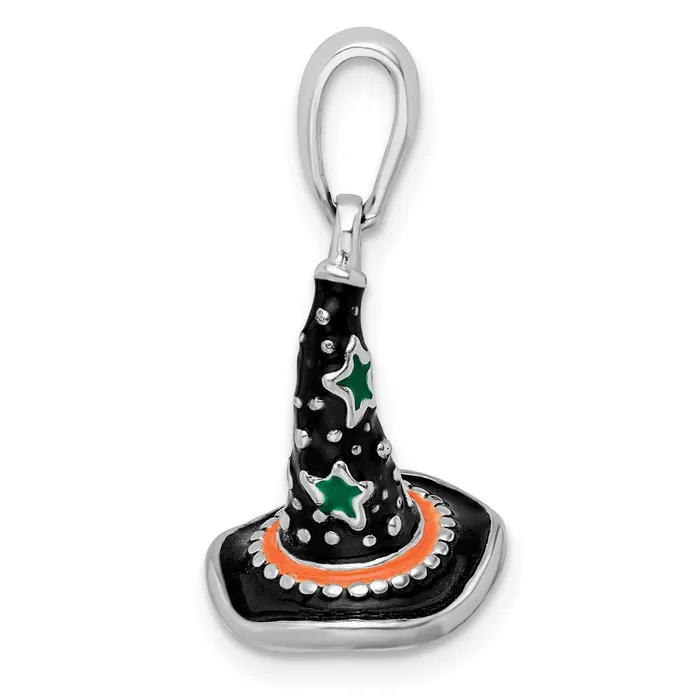 Sterling Silver Polished 3D Enameled Witch Hat Pendant TreasureFineJewelers Necklaces