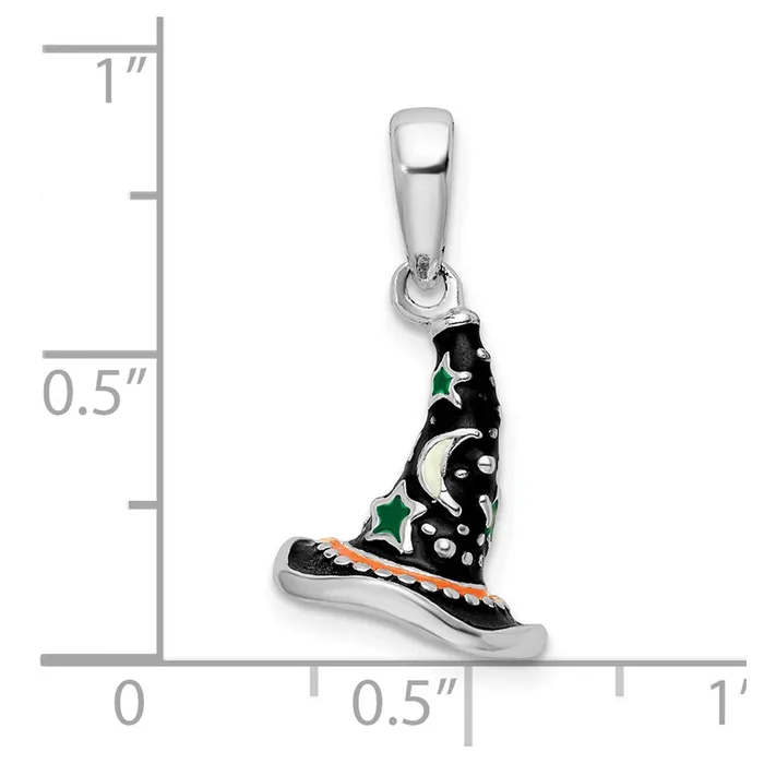 Sterling Silver Polished 3D Enameled Witch Hat Pendant TreasureFineJewelers Necklaces