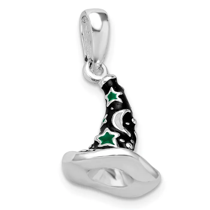 Sterling Silver Polished 3D Enameled Witch Hat Pendant TreasureFineJewelers Necklaces
