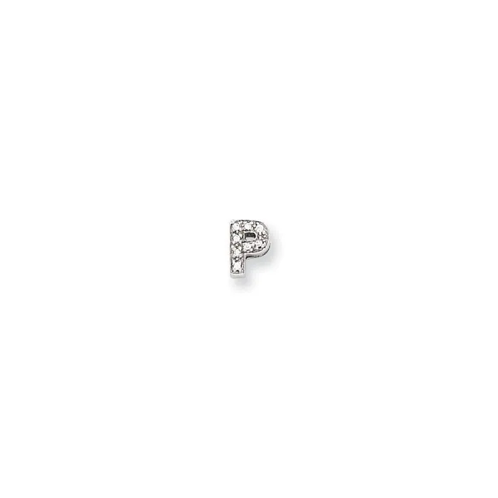 Sterling Silver Polished CZ Initial P Slide TreasureFineJewelers Necklaces Sterling Silver Polished CZ Initial P Slide TreasureFineJewelers Necklaces