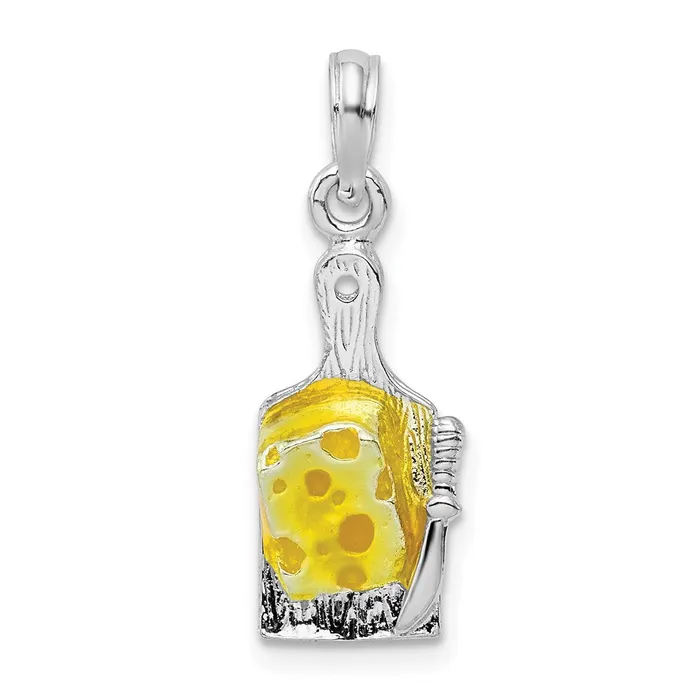 Sterling Silver Polished Enameled Cheese Board wKnife Pendant TreasureFineJewelers Necklaces Sterling Silver Polished Enameled Cheese Board wKnife Pendant TreasureFineJewelers Necklaces