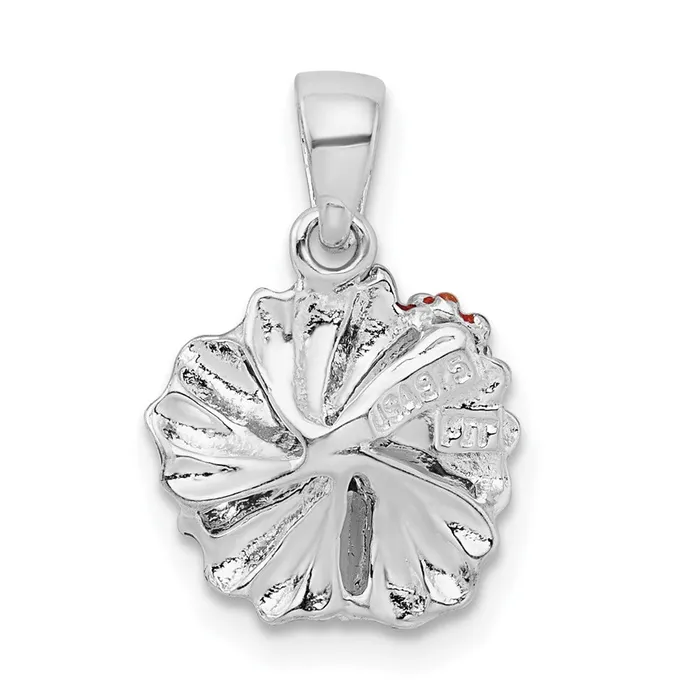 Sterling Silver Polished Enameled Red Hibiscus Pendant TreasureFineJewelers Necklaces
