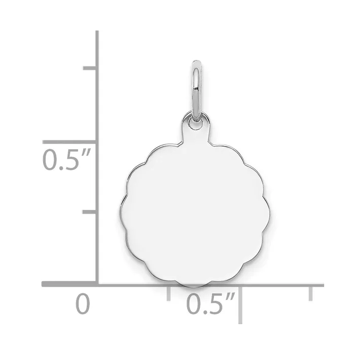 Sterling Silver Rhplt Engraveable Polished FrontSatin Back Disc Charm TreasureFineJewelers Rings