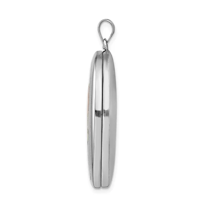 Sterling Silver Rhodplated Satin Polished Enamel Rose 34mm Oval Locket TreasureFineJewelers Rings