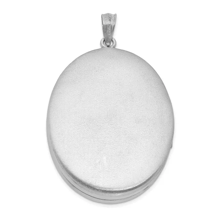 Sterling Silver Rhodplated Satin Polished Enamel Rose 34mm Oval Locket TreasureFineJewelers Rings