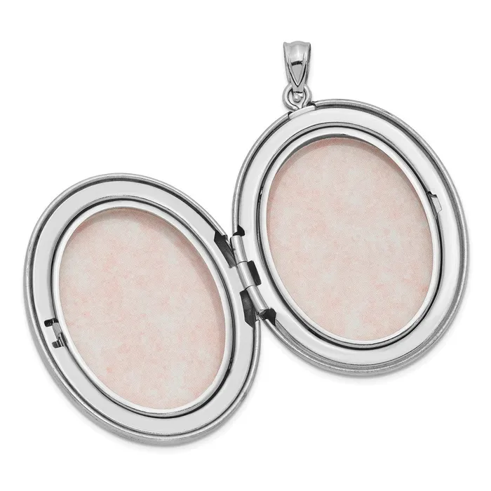Sterling Silver Rhodplated Satin Polished Enamel Rose 34mm Oval Locket TreasureFineJewelers Rings