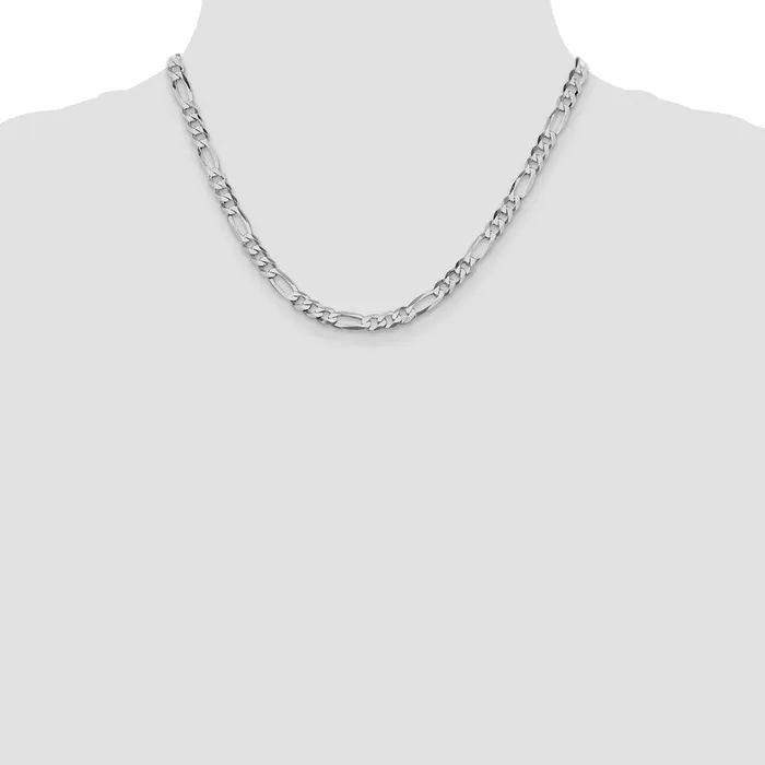 Sterling Silver Rhodiumplated 55mm Lightweight Flat Figaro Chain TreasureFineJewelers Rings