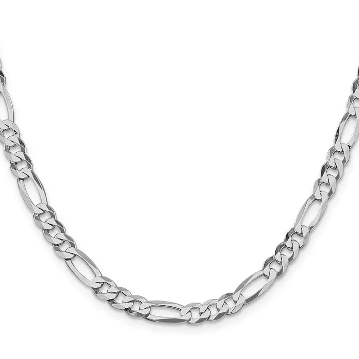 Sterling Silver Rhodiumplated 55mm Lightweight Flat Figaro Chain TreasureFineJewelers Rings
