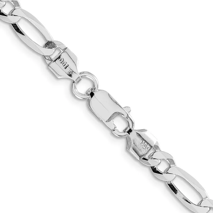 Sterling Silver Rhodiumplated 55mm Lightweight Flat Figaro Chain TreasureFineJewelers Rings