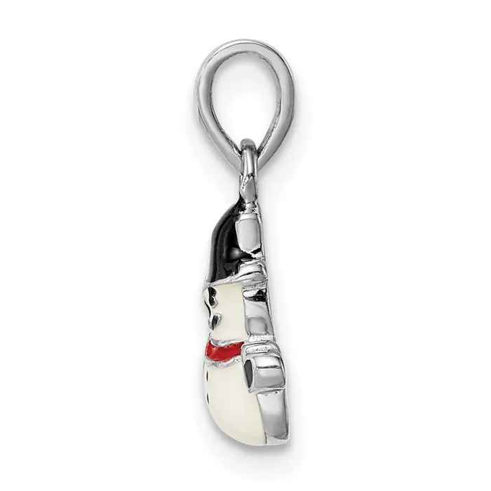 Sterling Silver Rhodiumplated Childs Enameled Snowman Pendant TreasureFineJewelers Necklaces