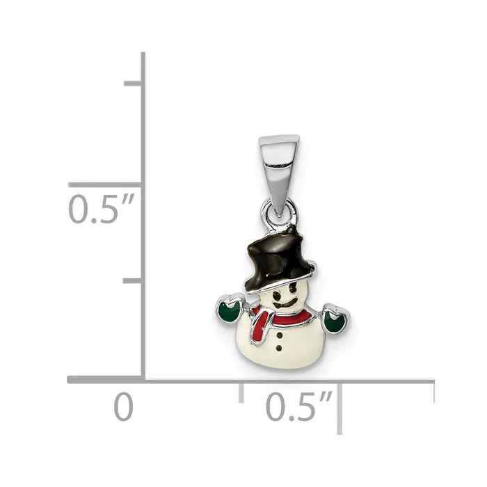 Sterling Silver Rhodiumplated Childs Enameled Snowman Pendant TreasureFineJewelers Necklaces