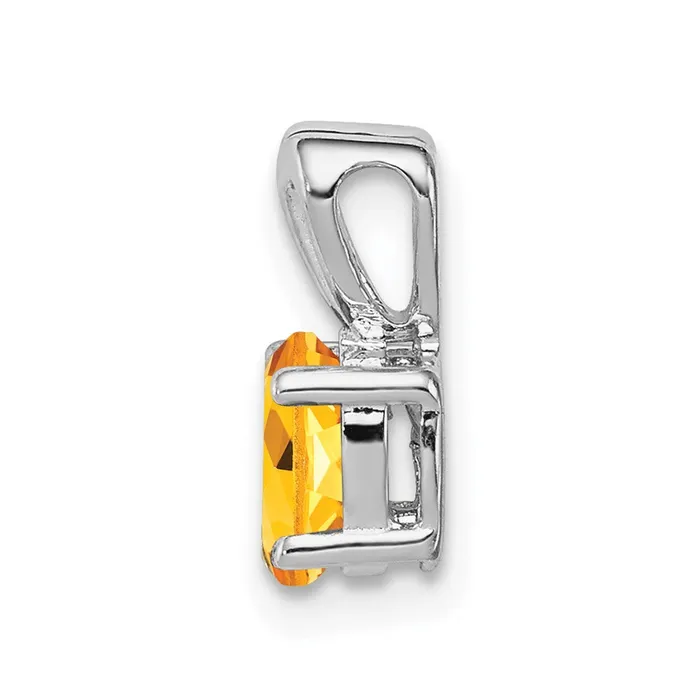 Sterling Silver Rhodiumplated Citrine Pendant TreasureFineJewelers Necklaces
