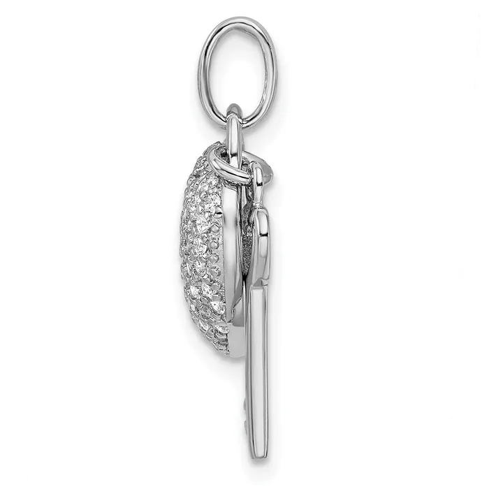 Sterling Silver Rhodiumplated CZ Heart Lock Key Pendant TreasureFineJewelers Necklaces