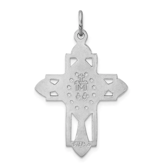 Sterling Silver Rhodiumplated Gold Tone Miraculous Medal Cross Pendant TreasureFineJewelers Rings