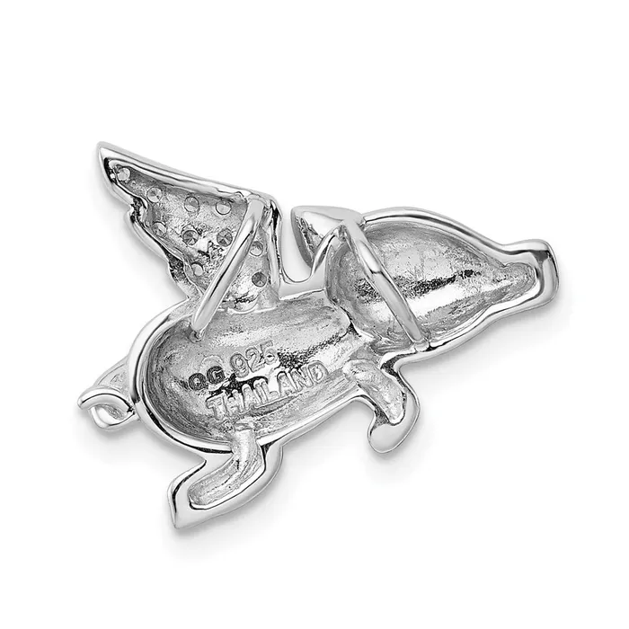 Sterling Silver Rhodiumplated Polished wCZ Flying Pig Chain Slide TreasureFineJewelers Rings