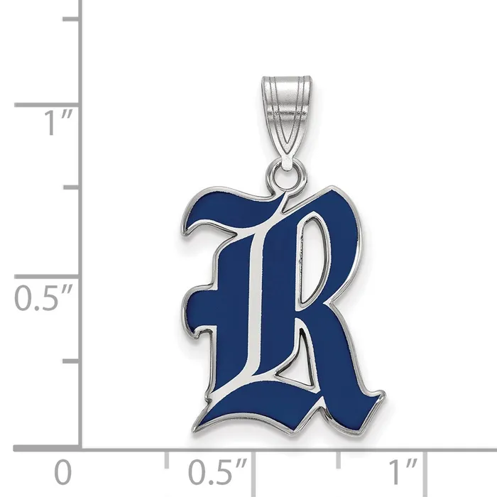 Sterling Silver Rhodiumplated Rice University Letter R Large Enameled Pendant TreasureFineJewelers Necklaces