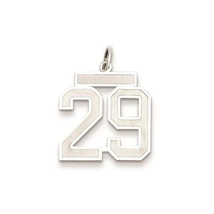 Sterling SilverRhodiumplated Satin Number 29 Charm TreasureFineJewelers Rings
