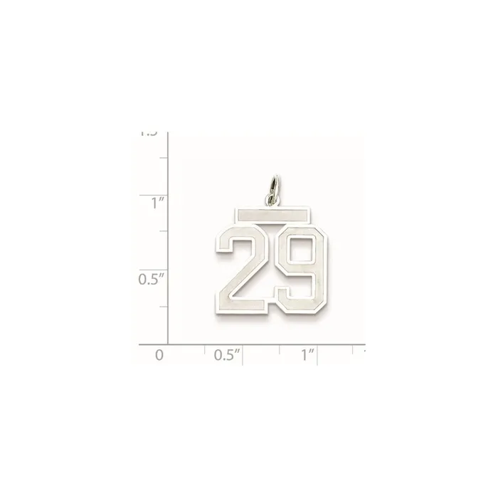 Sterling SilverRhodiumplated Satin Number 29 Charm TreasureFineJewelers Rings