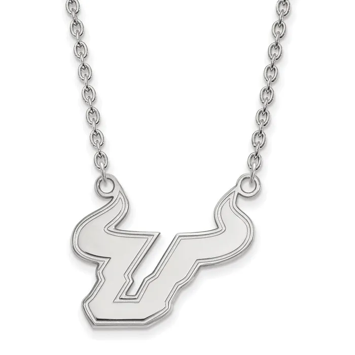 Sterling Silver Rhodiumplated University of South Florida Bull Large Pendant 18 inch Necklace TreasureFineJewelers Necklaces Sterling Silver Rhodiumplated University of South Florida Bull Large Pendant 18 inch Necklace TreasureFineJewelers Necklaces