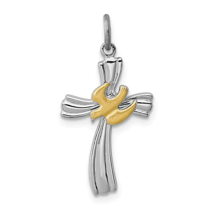 Sterling Silver Rhodiumplated Vermeil Dove Cross Charm TreasureFineJewelers Rings