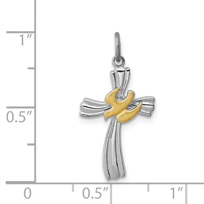 Sterling Silver Rhodiumplated Vermeil Dove Cross Charm TreasureFineJewelers Rings