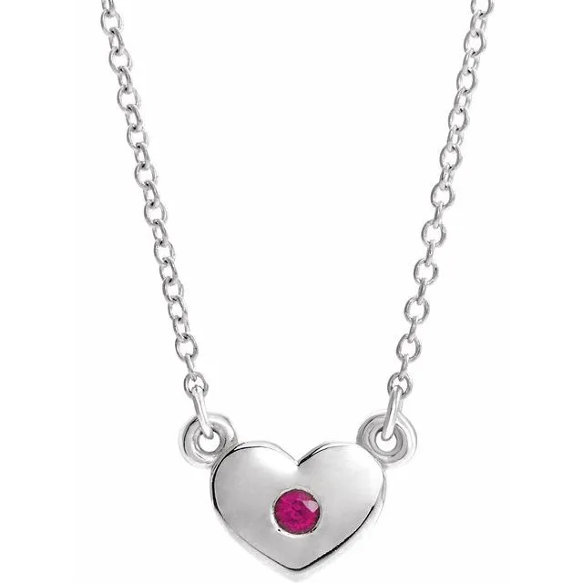 Sterling Silver Ruby Heart 16 Necklace TreasureFineJewelers Necklaces