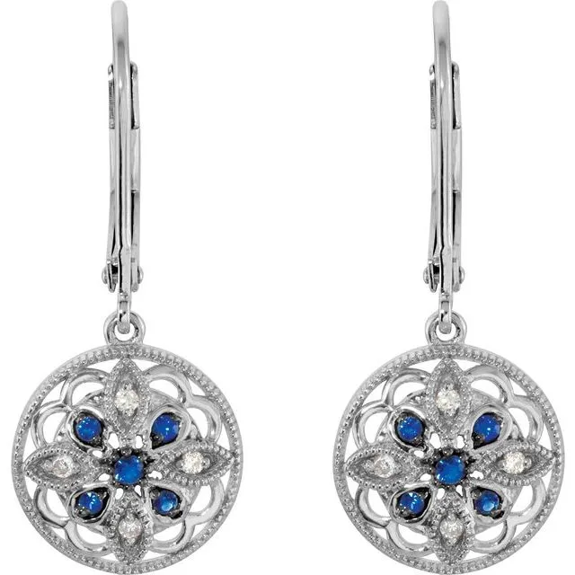 Sterling Silver Sapphire 07 CTW Diamond Earrings TreasureFineJewelers Earrings