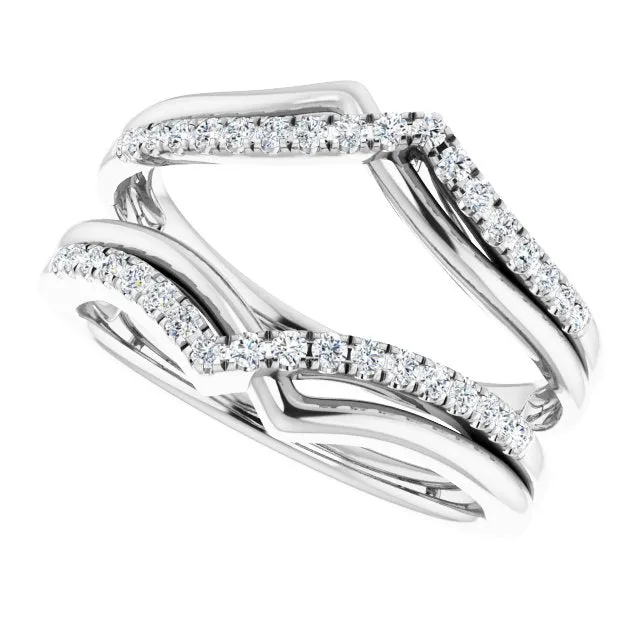 TreasureFineJeweler Rings 14K White 14 CTW Natural Diamond Ring Guard