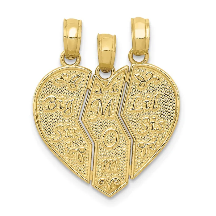 TreasureFineJewelers 10K BreakApart BIG SIS MOM LIl SIS Charm Charm Necklaces TreasureFineJewelers 10K BreakApart BIG SIS MOM LIl SIS Charm Charm Necklaces