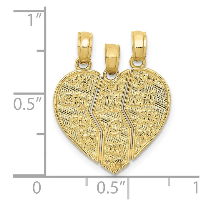 TreasureFineJewelers 10K BreakApart BIG SIS MOM LIl SIS Charm Charm Necklaces