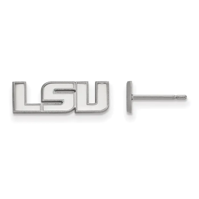 TreasureFineJewelers 10K White Gold Louisiana State University Xs Post Earrings Earrings