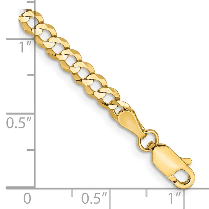 TreasureFineJewelers 14K 7 inch 37mm Lightweight Flat Cuban with Lobster Clasp Bracelet Bracelets