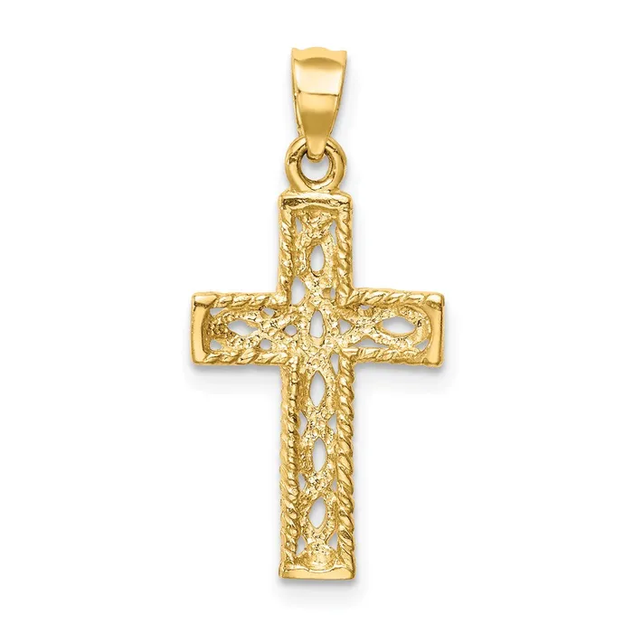 TreasureFineJewelers 14K Polished Braided Cross Pendant Necklaces