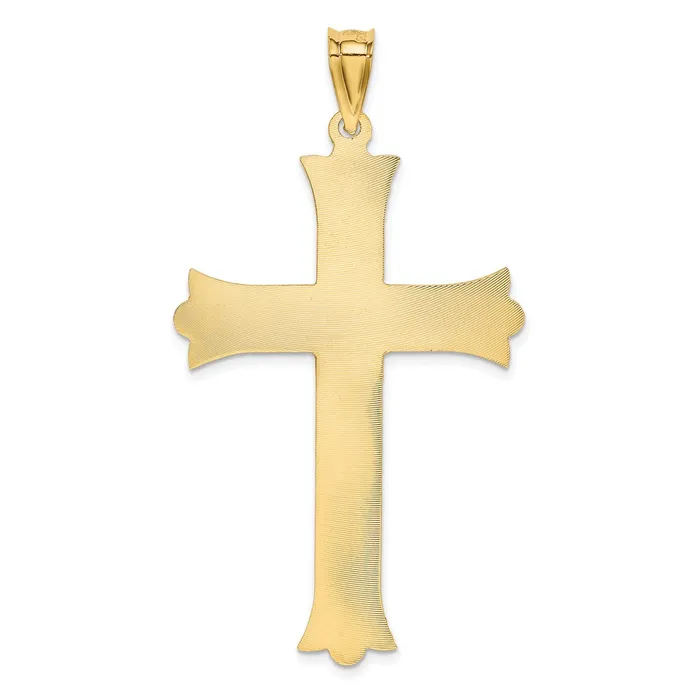 TreasureFineJewelers 14k Polished Satin and Diamondcut Crucifix Cross Pendant Necklaces