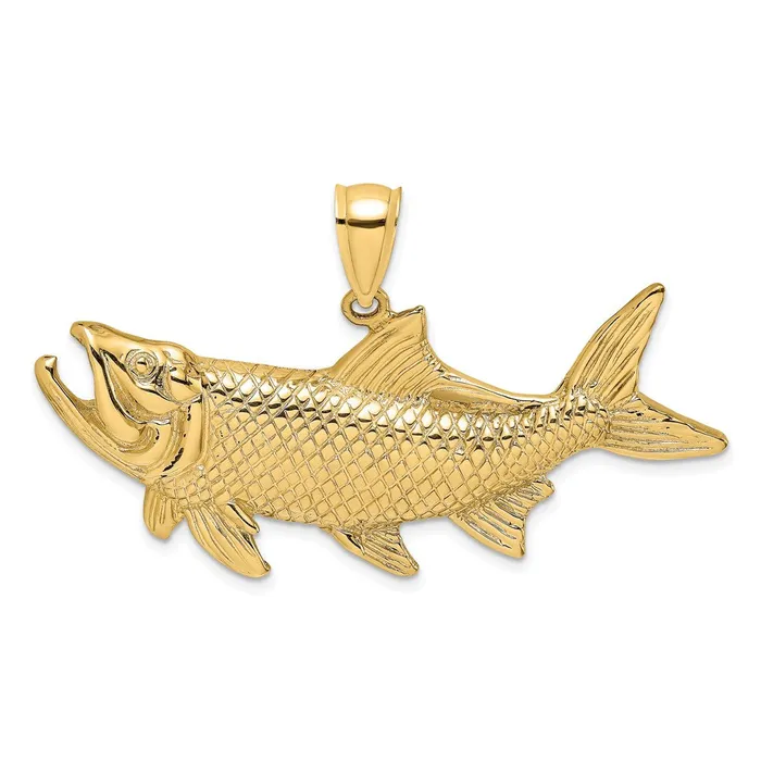 TreasureFineJewelers 14K Tarpon Fish wOpen Mouth Charm Charm Necklaces
