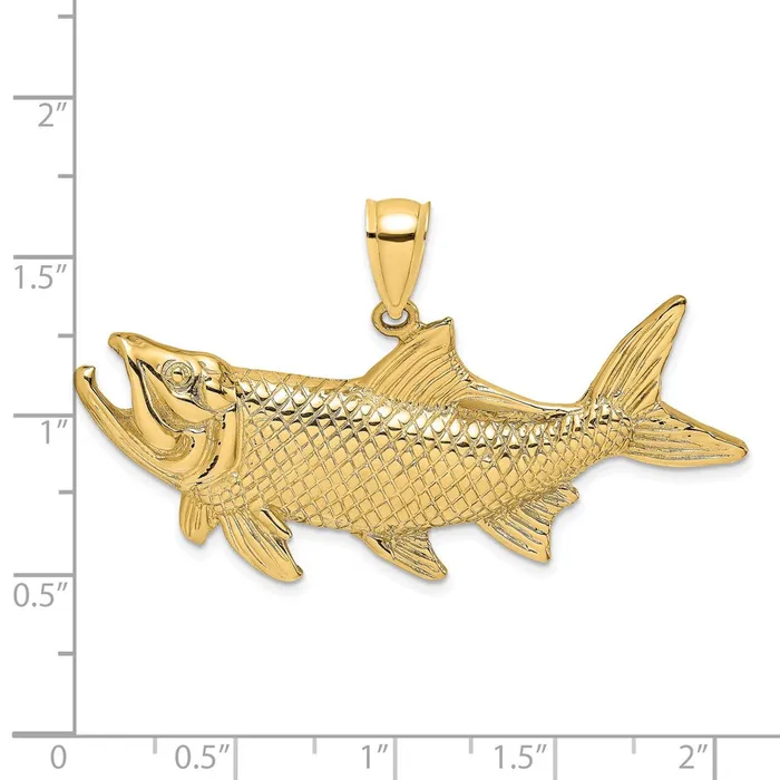 TreasureFineJewelers 14K Tarpon Fish wOpen Mouth Charm Charm Necklaces