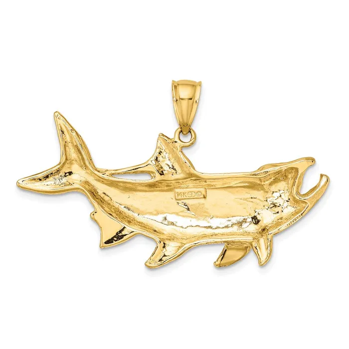 TreasureFineJewelers 14K Tarpon Fish wOpen Mouth Charm Charm Necklaces
