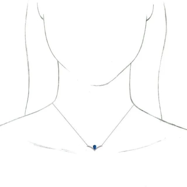TreasureFineJewelers 14K White Blue Sapphire 06 CTW Diamond 16 Necklace Necklaces