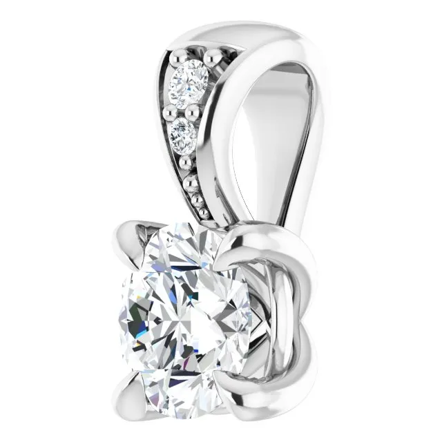 TreasureFineJewelers 14K White Gold 14 Natural Diamond Pendant Necklaces