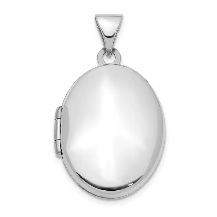TreasureFineJewelers 14K White Gold 21mm Oval Locket Pendant Necklaces