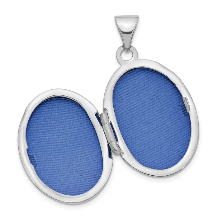 TreasureFineJewelers 14K White Gold 21mm Oval Locket Pendant Necklaces