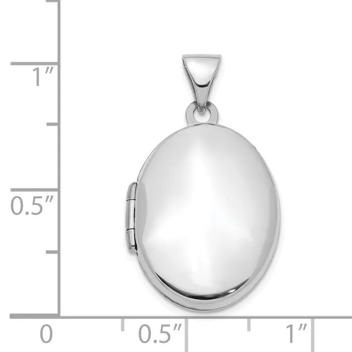 TreasureFineJewelers 14K White Gold 21mm Oval Locket Pendant Necklaces