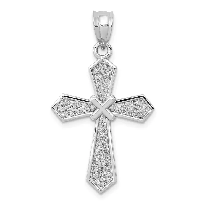TreasureFineJewelers 14k White Gold Passion Cross Pendant Necklaces