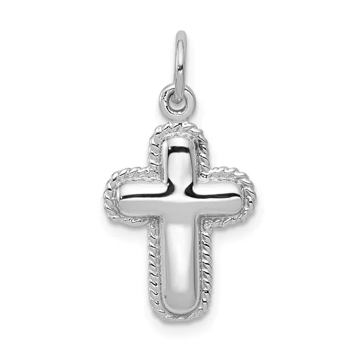 TreasureFineJewelers 14k White Gold Polished Cross Charm Charm Necklaces TreasureFineJewelers 14k White Gold Polished Cross Charm Charm Necklaces
