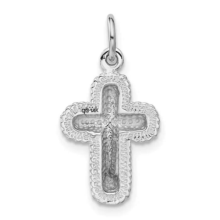 TreasureFineJewelers 14k White Gold Polished Cross Charm Charm Necklaces