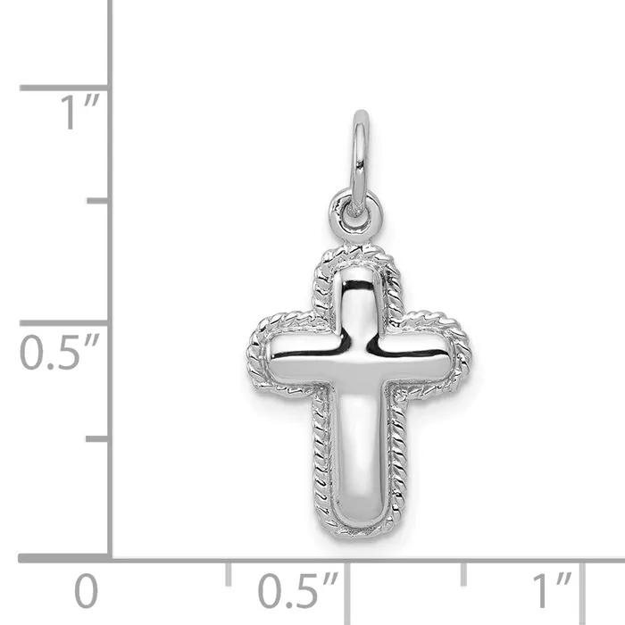 TreasureFineJewelers 14k White Gold Polished Cross Charm Charm Necklaces